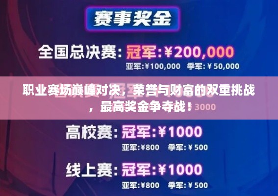 職業(yè)賽場巔峰對決，榮譽與財富的雙重挑戰(zhàn)，最高獎金爭奪戰(zhàn)！