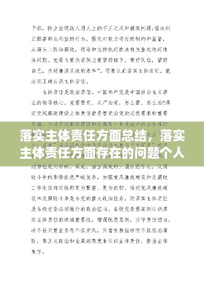 落實主體責任方面總結(jié)，落實主體責任方面存在的問題個人自查 
